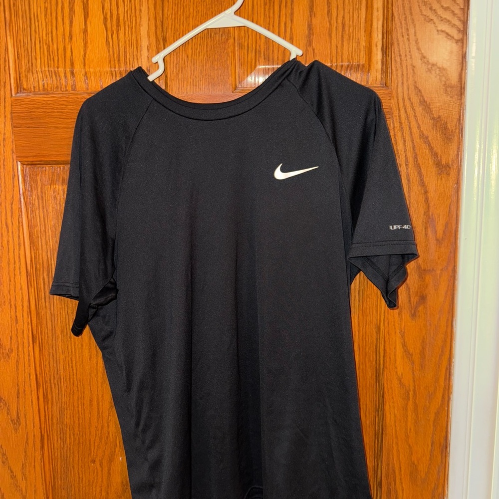 Nike Black Short-Sleeve Dri-FIT Athletic Tee with White Swoosh
